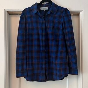 Tuckernuck Blue Plaid Button-Up Shirt with Red Accents